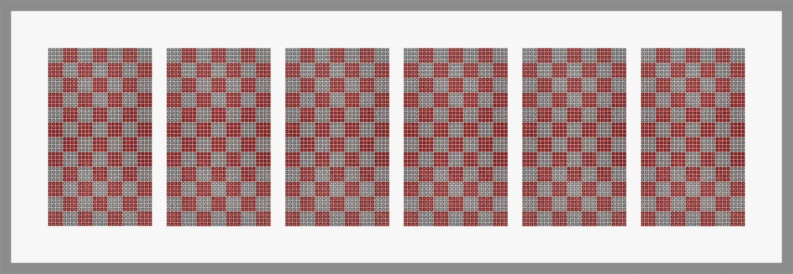 Red and Gray Check 1-6 - crystal art by Julia Roshkow