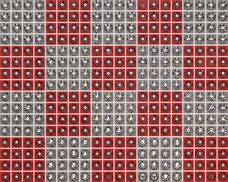 Red and Gray Check 1-6 - crystal art by Julia Roshkow - detail